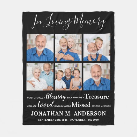 愛の記憶の中パーソナライズされたで6写真記念 フリースブランケット (正面)