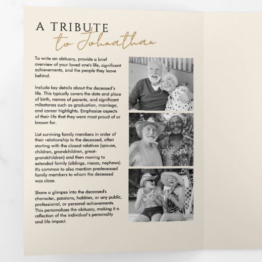 愛の記憶の中モダン14写真記念エレガント碑 三つ折りプログラム (内部最初)