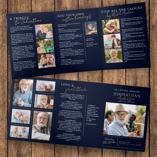 愛の記憶の中モダン14写真記念エレガント碑 三つ折りプログラム