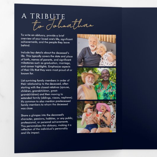 愛の記憶の中モダン14写真記念エレガント碑 三つ折りプログラム (内部最初)