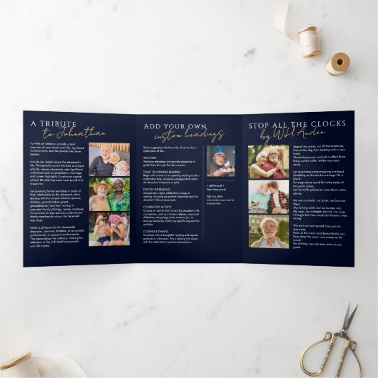 愛の記憶の中モダン14写真記念エレガント碑 三つ折りプログラム (内部)