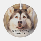 愛の記憶の中 – シンプル犬の写真ペット記念碑 ガラスオーナメント (正面)