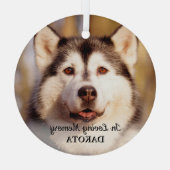 愛の記憶の中 – シンプル犬の写真ペット記念碑 ガラスオーナメント (裏面)