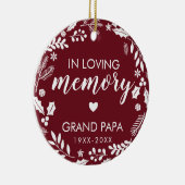 愛の記憶の冬の葉記念写真の赤 セラミックオーナメント (右)