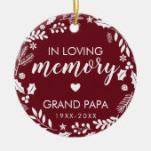 愛の記憶の冬の葉記念写真の赤 セラミックオーナメント (正面)