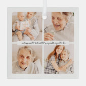 愛の記憶の記念4枚モダンのエレガント写真 ガラスオーナメント (裏面)