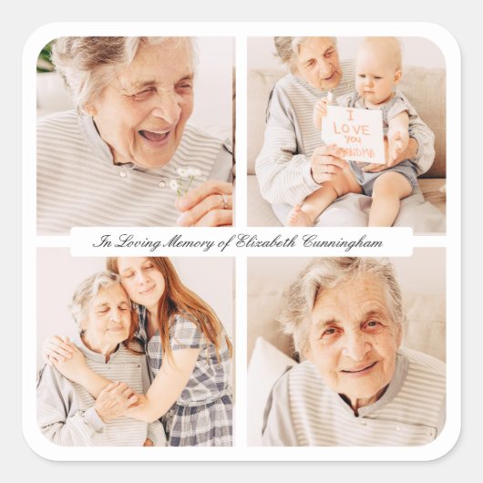 愛の記憶の記念4枚モダンのエレガント写真 スクエアシール (正面)