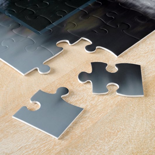 愛の記憶の霧の森の湖の写真 ジグソーパズル (側面)