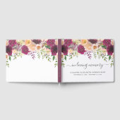 愛の記憶のBurgundy桃フローラスクリプト ゲストブック (全面)