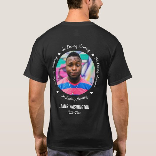 愛の記憶カスタム写真記念歩行葬儀 Tシャツ (裏面)