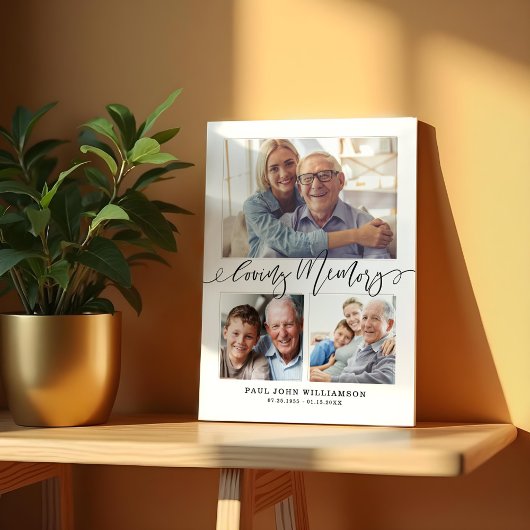愛の記憶3枚写真コラージュ追悼記念品 フォトプラーク