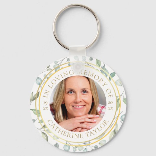愛の記憶 グリーン フラワー フォト キーホルダー (正面)