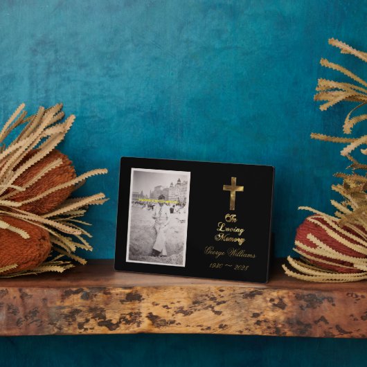 愛の記憶 タイポグラフィ ゴールド 十字架 フォト フォトプラーク (側面)