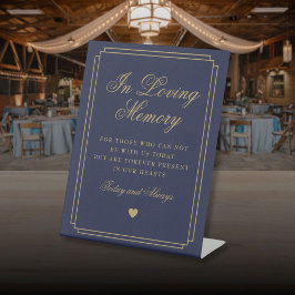 愛の記憶 ネイビーブルーとゴールドの追悼プレート 台座サイン