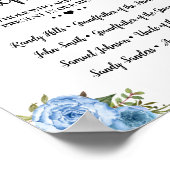 愛の記憶 ブルー花のウェディング ポスター (角)