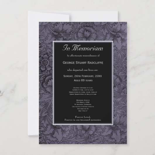 『愛の記憶』死亡届の写真 招待状 (裏面)