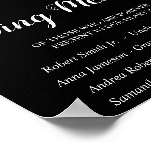 愛の記憶 白いバラの結婚式看板 ポスター (角)