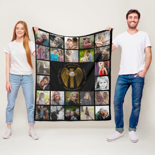 『愛の記憶』 24枚の写真のクロス・ウィングズ フリースブランケット (インサイチュ)