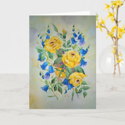 愛の詩が入ったアニバーサリーカード カード (黄色い花)