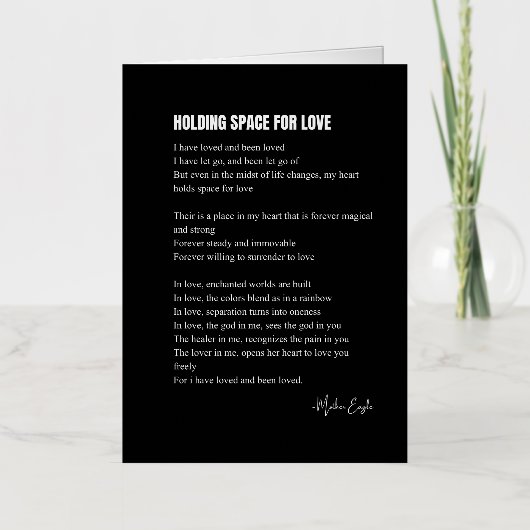 愛の詩の宇宙を保持 箔グリーティングカード (正面)