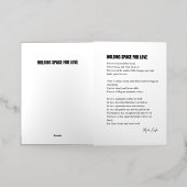 愛の詩の宇宙を保持 箔グリーティングカード (外側レイダウン)