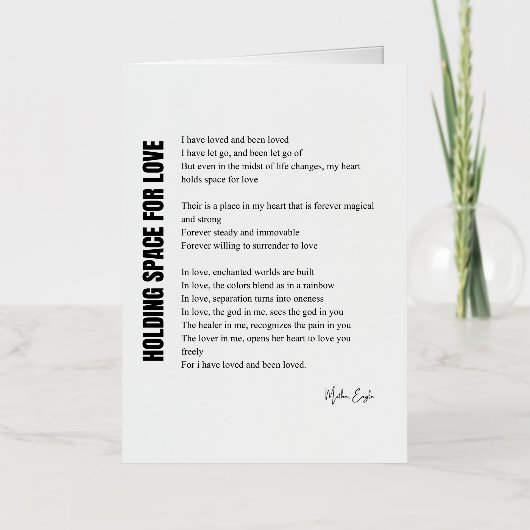 愛の詩の宇宙を保持 箔グリーティングカード (正面)