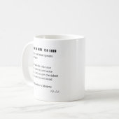 愛の詩コーヒーティーカップ黒とwを知っている場合 コーヒーマグカップ (正面左)