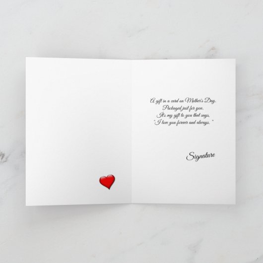 愛の贈り物包まれたとしての母の日のカード カード (内部)