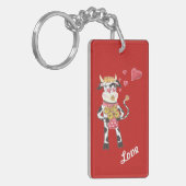愛の赤いキーチェーンの牛のスノーベル キーホルダー (正面左)