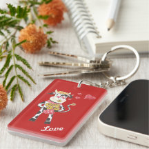 愛の赤いキーチェーンの牛のスノーベル