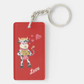 愛の赤いキーチェーンの牛のスノーベル キーホルダー (裏面)