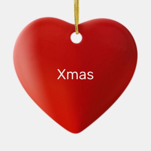 愛の赤いハートと書道 セラミックオーナメント (正面)