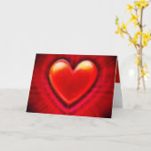 愛の赤いハートのカード カード (黄色い花)