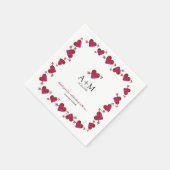 愛の赤いハート結婚お祝い スタンダードカクテルナプキン (角)