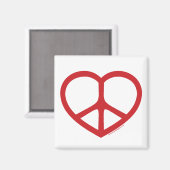 愛の赤いハート、平和のサイン マグネット (正面/裏面)