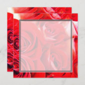 愛の赤いバラの花が空白の結婚式、パーティー、 招待状 (正面/裏面)