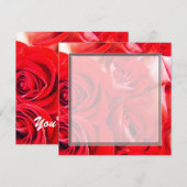 愛の赤いバラの花の空白の結婚式、パーティー、 招待状 (正面/裏面)