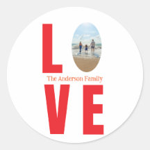 愛の赤い家族写真の楕円形の形のモダンシンプル