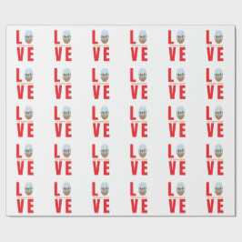 愛の赤い家族写真の楕円形の形のモダンシンプル ラッピングペーパー