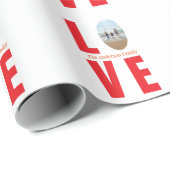 愛の赤い家族写真の楕円形の形のモダンシンプル ラッピングペーパー (ロールコーナー)