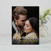 愛の赤い金星の写真 メリークリスマス 箔シーズンカード (立ち正面)