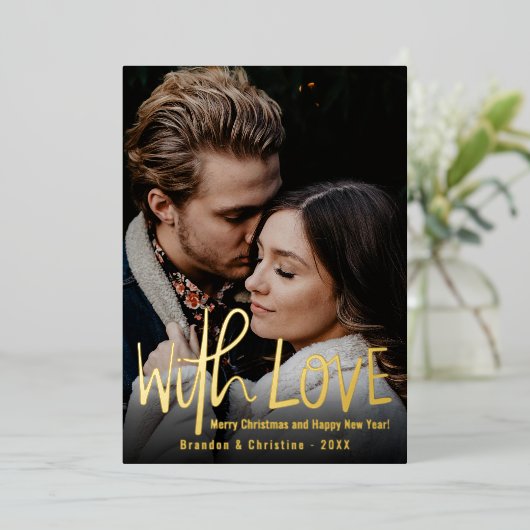 愛の赤い金星の写真　メリークリスマス 箔シーズンカード (立ち正面)