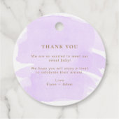 愛の赤ちゃんシャワーが散らばる紫の水色 フェイバータグ (裏面)