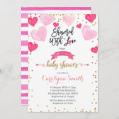 愛の赤ちゃんシャワーが浴びるバレンタイン 招待状 (正面/裏面)