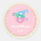 愛の赤ちゃんシャワーが結婚注入されたモノグラム ラウンドシール (正面)
