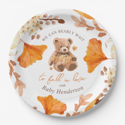 愛の赤ちゃんシャワーで秋を待つことができる ペーパープレート (正面)