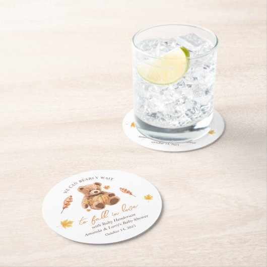 愛の赤ちゃんシャワーで秋を待つことができる ラウンドペーパーコースター (インサイチュ)