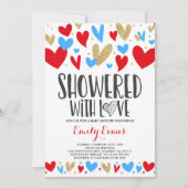 愛の赤ちゃんシャワーのシャワーがシャワー招待状ハート 招待状 (正面)