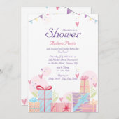 愛の赤ちゃんシャワーのシャワー 招待状 (正面/裏面)