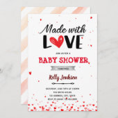 愛の赤ちゃんシャワーハートで作られた 招待状 (正面/裏面)